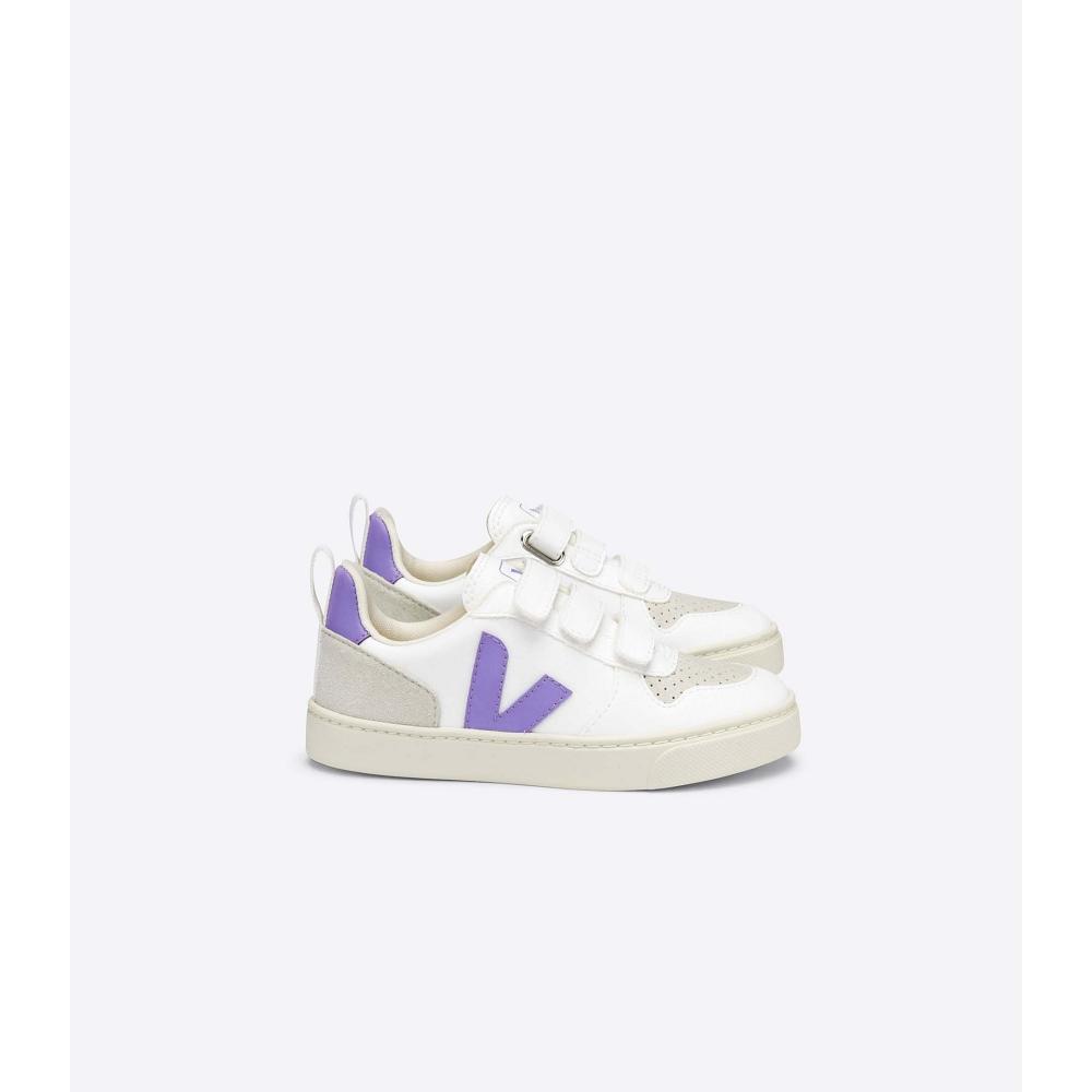 Kids\' Veja V-10 CWL Shoes White/Purple | ZA 779FDN